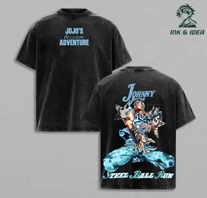 Johnny Joestar Steel Ball Run Vintage Washed Oversized Anime Shirt, JoJo Stand Power Graphic Tee, Retro Aesthetic Streetwear, Heavyweight Cotton Unisex Gift