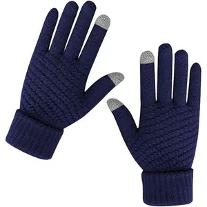 Winter Touchscreen Gloves for Men & Women - Warm Wool Fleece Lined Knit Gloves with Elastic Cuff for Texting & Thermal Comfort
