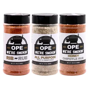 Ope We’re Smokin’ Ope Trio BBQ Seasoning Pack – Rib Rub, All-Purpose Seasoning & Honey Chipotle Rub – All Natural, Gluten-Free, No MSG, Bold Midwest BBQ Flavors (3 Pack)