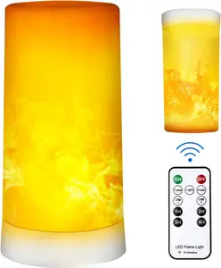 LED Flame Effect Light, USB Rechargeable Outdoor Flame Table Lamp  Dimmable 4 Modes Lantern with Gravity Sensing Effect IR  Remote&Timer, For Halloween Room Party Bar Decor