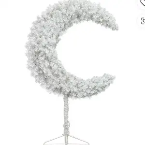 Eid Outdoor Decoration 3 ft LED Lighted Crescent Tree with Eid Star String, Hanging Ornament, and Christmas Ball String for Eid Ramadan Garden Party