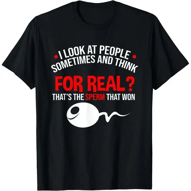 Men's 100% Cotton T-Shirt Humor Shirts For Men, People The Sperm That Won Adult Humor Sarcastic T-Shirt Menswear Casual Cottonwwzz