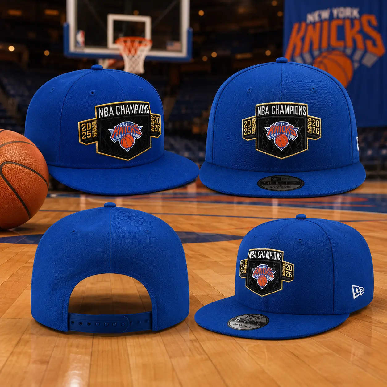 Limited Edition New Era New York Knicks 2026 NBA Champions Snapback Cap – Royal Blue 9FIFTY Flat Bill Basketball Fan Gift