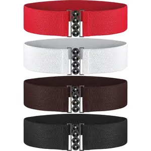 4 Pack  Wide Hook Plus Stretchy Elastic  Belt Waistband Corset Cinch Belt (Style 1, Size 1)