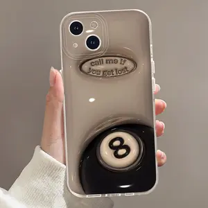 B406 billiard three-dimensional slogan pattern mobile phone case space for IPhone 16/15/14/13/12/11/Plus/Pro/Pro Max series