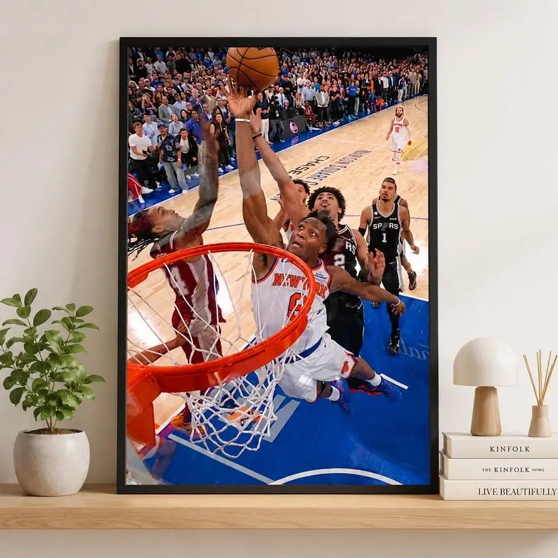 OG Anunoby With The Putback Poster, New York Fan Art, Vintage Sports Graphic Print Poster, Retro Basketball Wall Art (Unframed)