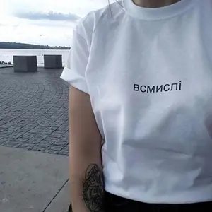 Female T-shirt Top Casual Russian Inscription Letter Print Women's Shirt Cotton Black Red T-shirts for Women