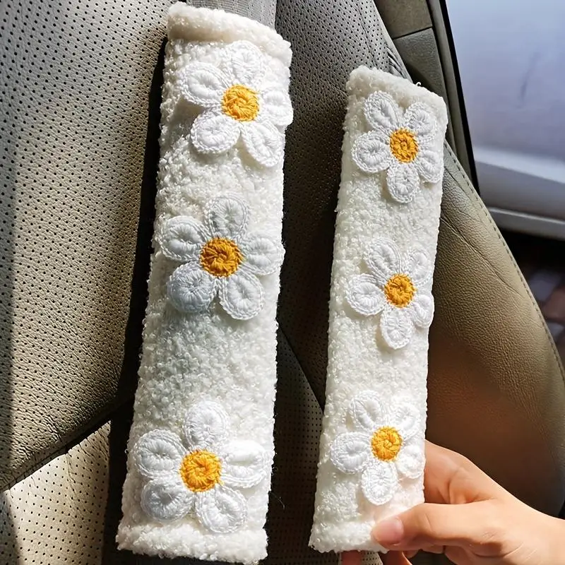 Car Seat Belt Cover, Cute Flower Decorative Seat Belt Shoulder Pad, Car Interior Accessories