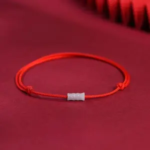 Red string bracelet with Rising Bamboo – Growth & Progress, Spiritual Jewelry, Adjustable, Gift for him & her