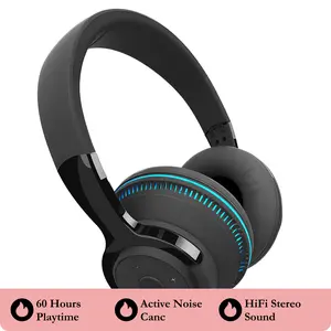 Bluetooth Headphones Over Ear 60 Hours Playtime Wireless with Sound 5.1 for Gym Travel Work Cellphone Black