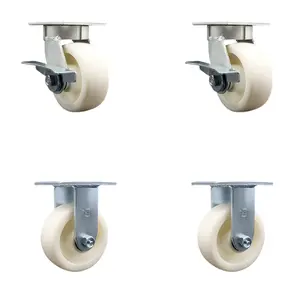 Service Caster SCC-KP30S520-NYR-SLB-2-R-2 Kingpinless Nylon Swivel Top Plate Caster with 5 x 2 in. White Wheels - 3600 lbs Total Capacity - Set of 4