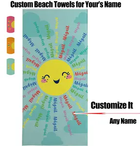 Oversized Personalized Beach Towel Customized Name, Summer Sunshine  Beach Day Essential Summer Beach Lover Gift Camp Towel Custom Gift, Super Strong Absorbent, Microfiber