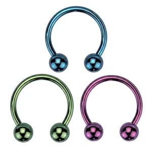 Titanium Horseshoe Septum Ring 16G Internally Threaded Multiple Colors