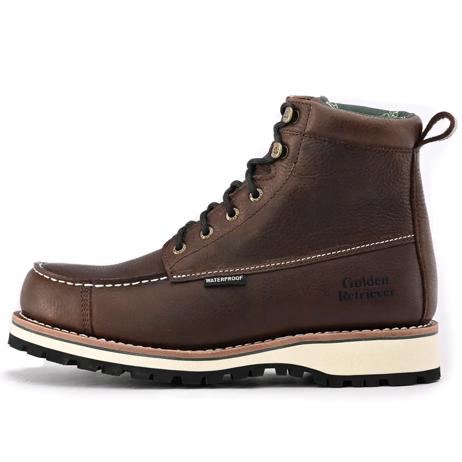 WishMaster G24005 Men's 6-in Mid-Calf Lace-Up Mahogany Hiking Boots, Durable Waterproof Footwear for Daily Wear & Blue-Collar Work, All Season Outdoor Shoes