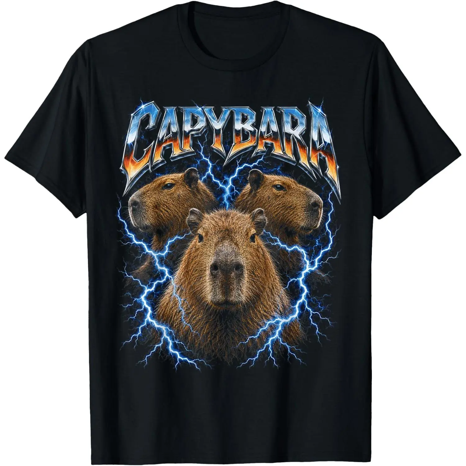 Women's Vintage Capybara T-Shirt, Funny 90s Retro Style Distressed Graphic, Cotton Tee for Animal Lovers, Tops, Retro Vibe