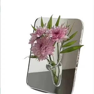 Transparent Acrylic Rectangular Vase, Frame Design, Modern Home & Office Decor, Minimalist Desktop Accessory, Elegant Fashion Style
