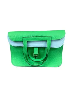 Pre-owned HERMÈS leather Shoulder Bags H26050415 Hermes Alsin 25 Verso Vert Comics Bleu Zephyr Clemence PHW (B 2023)