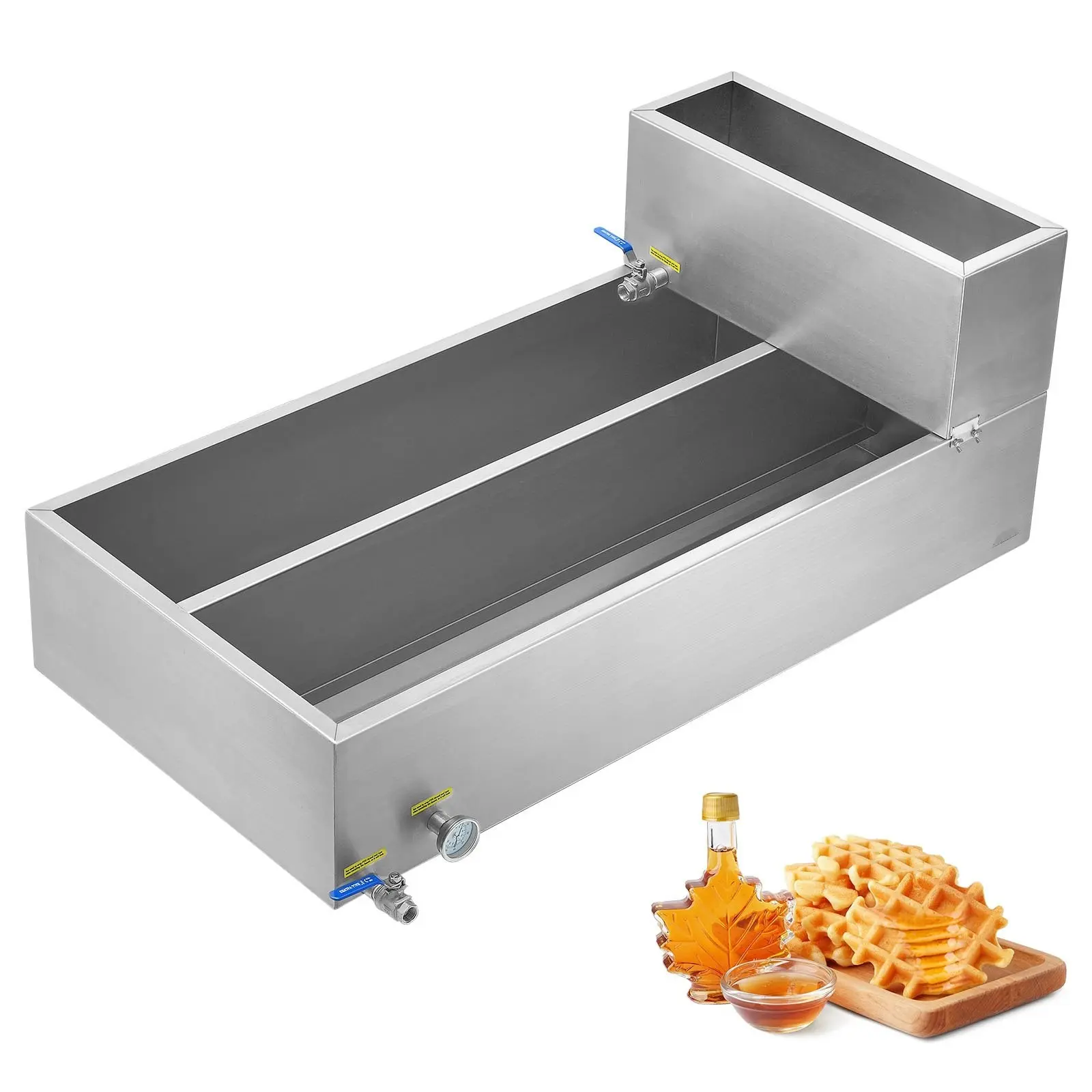 Maple Syrup Evaporator Pan, 304 Stainless Steel, With Valves And Thermometer, Food-Grade Equipment For Home And Small Farm Maple Syrup Making, Durable, Easy To Clean, Efficient Heat For Accurate Temperature Monitoring