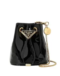 Pre-owned PRADA Patent Leather Shoulder Bags Black Mini Chain Pouch