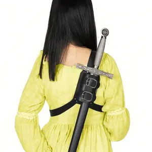 1pc Medieval Knight Sword Sheath, Adjustable Sword Holder with Buckle Straps,-Strap Design for Secure Attachment, Black Synthetic Material, Ideal for Stage Performance Props & Halloween Costume Accessories, Cosplay Equipment | Leather Menswear