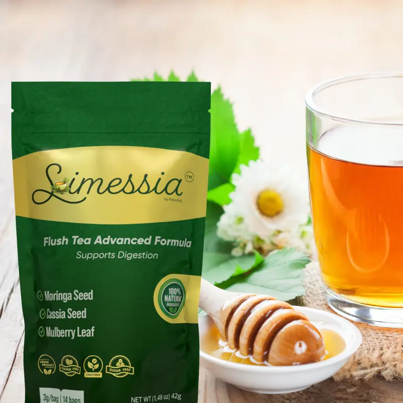 Robutop Simessia Tea - Natural Digestive Support Herbal Blend with Lotus Leaf Cassia Seed Mulberry Leaf Moringa Seed & Green Tea 14 Vegan Gluten-Free Tea Bags Beverage
