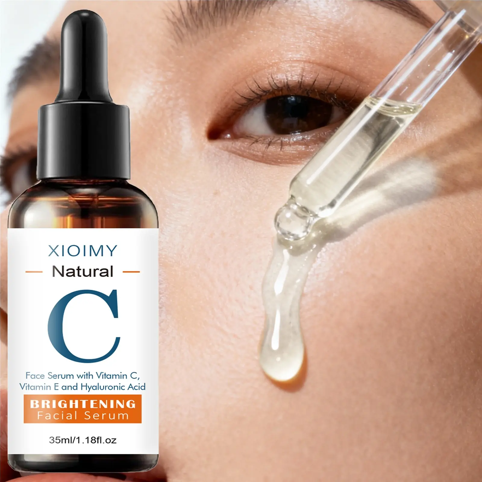 35ML Natural Vitamin C Facial Moisturizing Essence, Brightening, Rich in Hyaluronic Acid and Vitamin E, Brighten Skin, Youthful Look, All Skin Types, Dewy, Hydrate, Smooth, Brightening Facial Serum