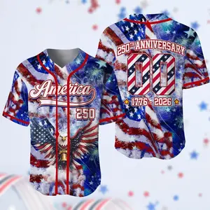 America 250th Anniversary Baseball Jersey, Custom Name & Number USA Flag Shirt, Patriotic 1776–2026 Independence Day Jersey