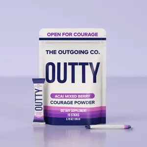The Outgoing Co. Outty Courage Powder 15 Pack Social Nootropic for Enhanced Confidence & Interactions Acai Mixed Berry Flavor Nootropics & Adaptogens Social Battery Boost