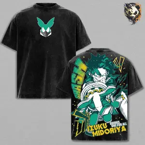 Izuku Midoriya Deku Washed Tee – My Hero Academia Anime T-Shirt, Quirkless Boy to Number One Hero One For All Successor Determination Hard Work Underdog Dream Legacy Vintage Streetwear