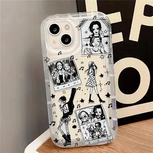 Fashionable Anime Nana Black And White Patterned Phone Case Compatible with for iphone 17, 16, 15, 14, 13, 12, 11 Pro Max, Mini, XR, XS, X, 7, 8 Plus, Featuring Shock-Absorbing Air Cushions And a Soft TPU Back Cover.