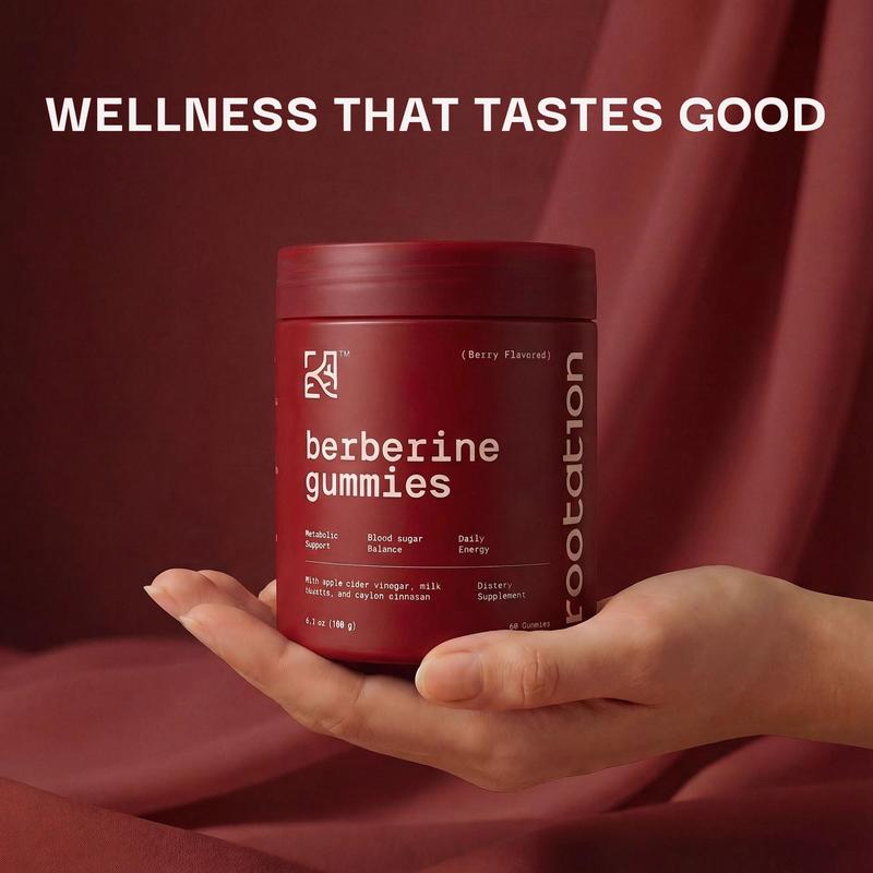 Pack of 2 Rootation Berberine Gummies 500 mg – Blood Sugar, Metabolism Support & Energy Balance – Sugar-Free, Mixed Berry Flavor – 60 Gummies (30-Day Supply) Dietary Supplement