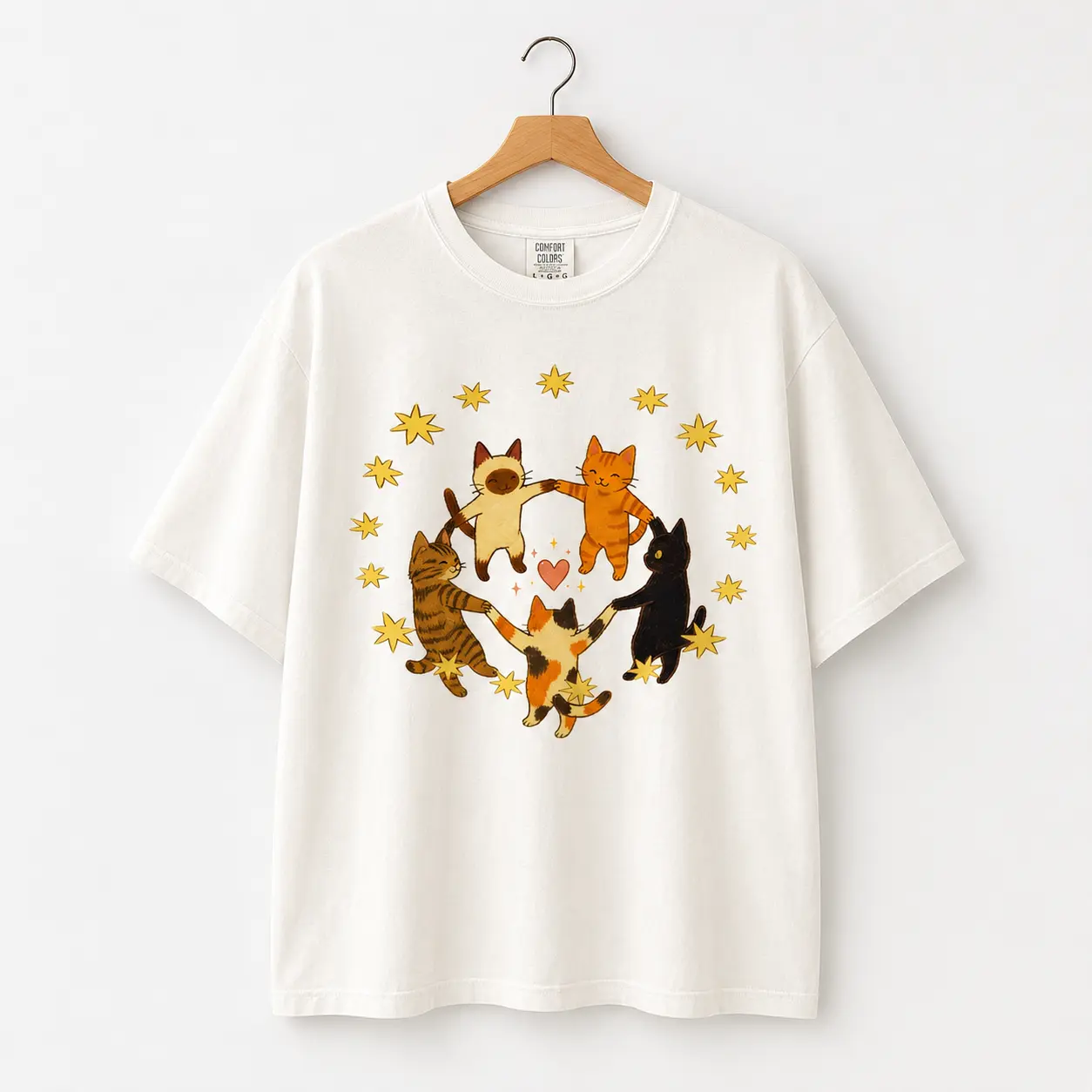 Dancing Cats Graphic T-Shirt Funny Retro Cat Lover Unisex Vintage Gift Tee