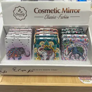 Tribal elephant, bling, cosmetic, compact, two-way mirror