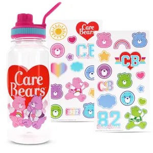 Care Bears School Spirit 32-Ounce Twist Spout Water Bottle and Sticker Set