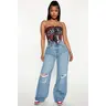 Tough Love Baggy Ripped Straight Leg Jean - Medium Wash