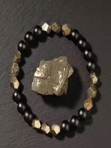 Pyrite Abundance Bracelet, Wealth Bracelet, High Quality Bracelet, Original Pyrite & Agate Handmade Beads, 8mm Round Natural Stone Protection Jewelry Gift