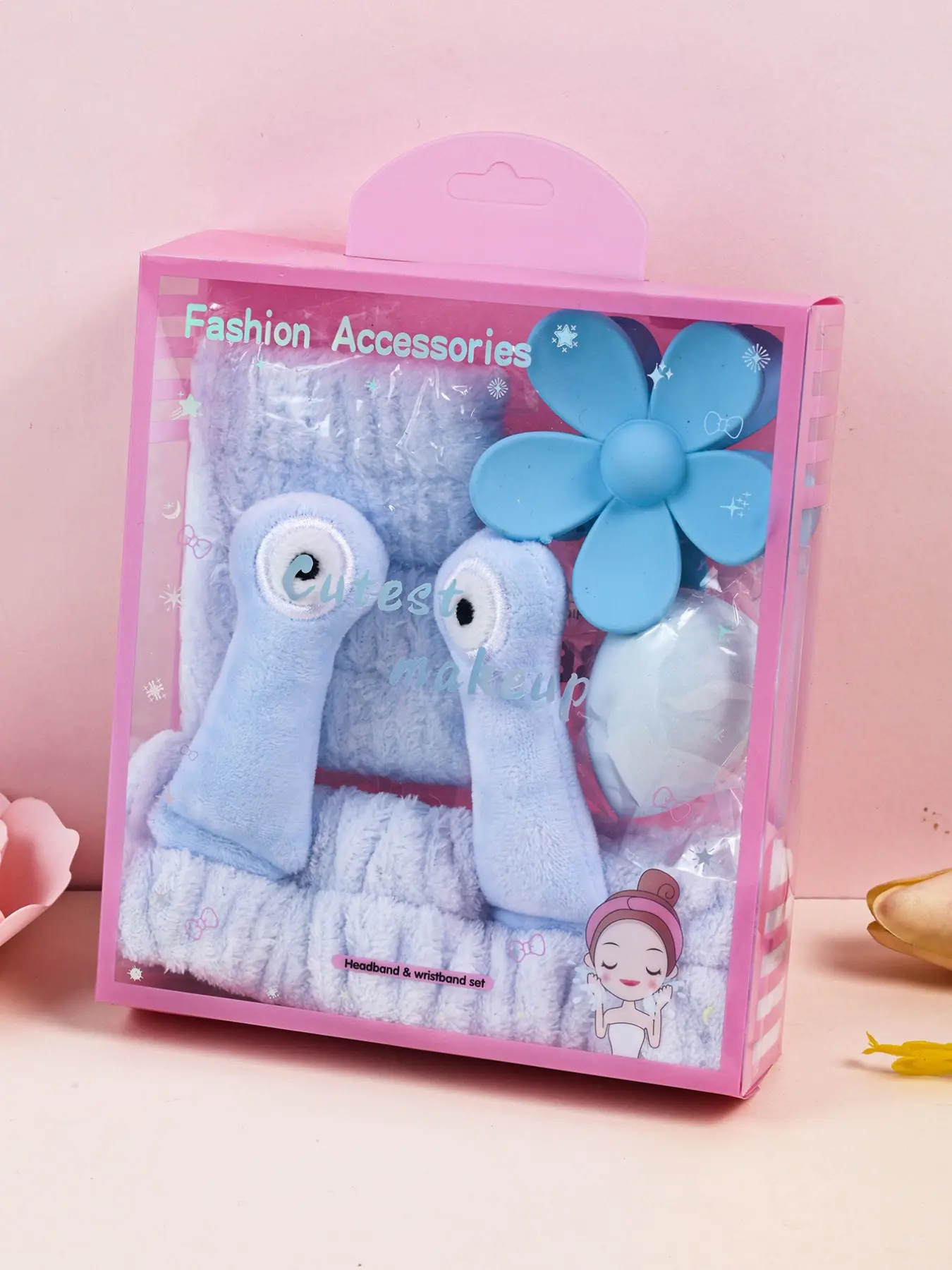 5 Piece New Plush Snail Women's Hair Accessories Set, Black Color 5-Piece Plush Headbands & Clips, Multi-Style Design for Daily Use, Autumn Winter Fashion Essentials Suitable for Washing,Spa,Make-up, Daily Use, Gift Blue Color