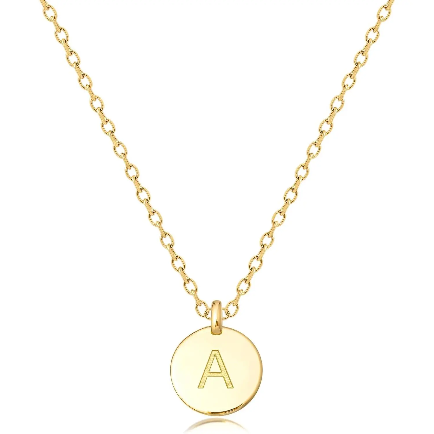 Women's Minimalist Adjustable Initial Necklace - Double-Side Engraved Disc/Heart Pendant, Unique Personalized Gift for Her, Everyday Wear Costume Jewelry