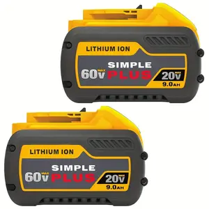 2 pack 9.0ah dcb606 replacement for Dewalt 20V/60V max battery compatible with DeWalt flex-volt dcb609 dcb612 power tools and Chargers