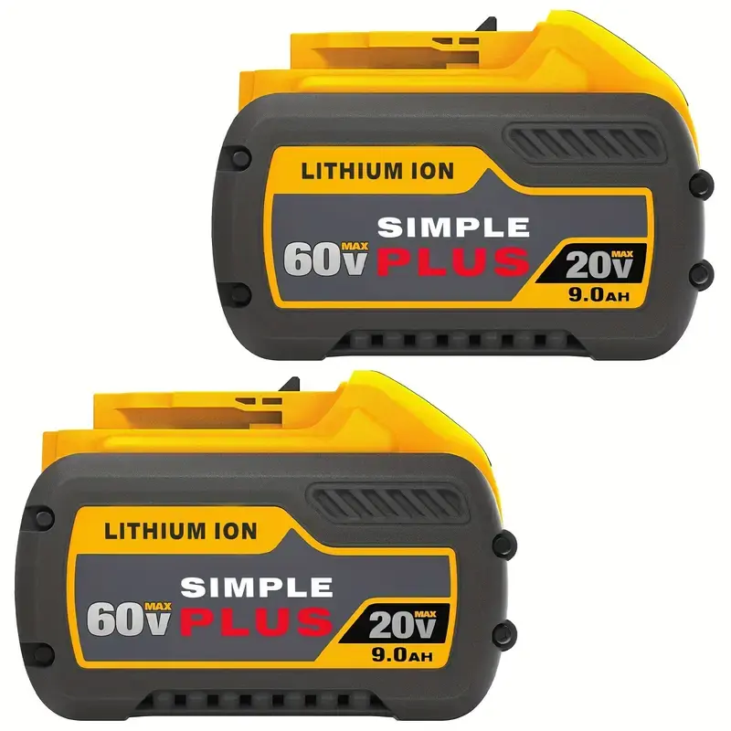 2-Pack 9.0Ah Li-Ion Rechargeable Battery Replacement for Dewalt 20V/60V Max Flex-Volt Power Tools, Compatible with DCB606, DCB609, DCB612 Tools & Chargers, Metal-Plastic Construction
