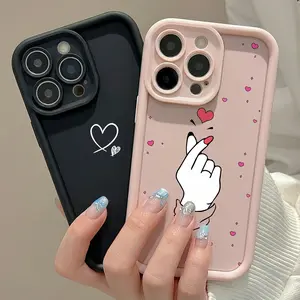 Cute Heart Phone Covers For iPhone 17E 16E 17 Air /16/15/14 Plus /13/12 Mini/11 Pro Max Case For iPhone 11-17 X XS Max- Soft Liquid Silicone Back Cover With Raised Camera Protection