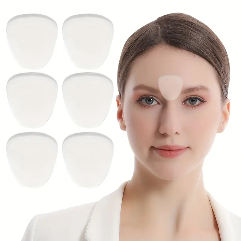 6PCS Silicone Forehead Wrinkle Patches, Unscented Reusable Facial Pads for Frown Lines, Smoothing and Lifting Skin, Anti-Wrinkle Face Strips for Forehead Care and Elasticity Restoration