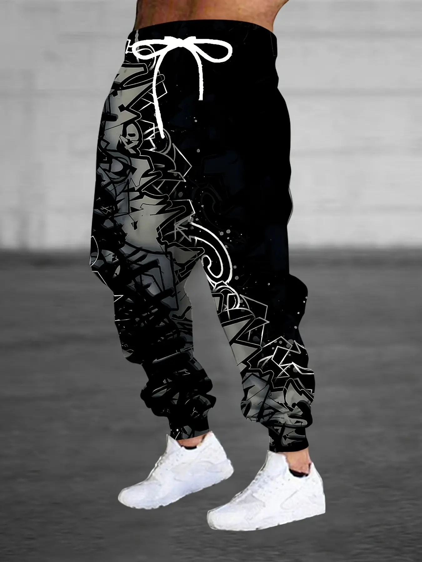 Fashion design men's 3D black and white gradual change pattern printing sports pants drawstring and pocket fashion trousers home pajama pants Casual Street Pants casual and comfortable Casual Fitted Trousers Casual Street Style Casual Street Comfy