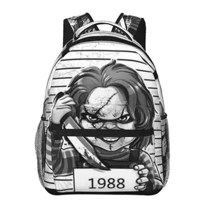 Chucky all-over print multi-pocket large-capacity backpack for business trips, camping, and college—cartoon casual merch laptop backpack; gift for women, men, and kids