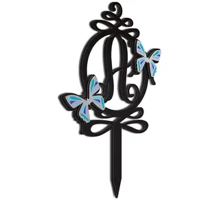 Aluminum Butterfly Sign | Personalized Monogrammed Garden Decor | Flowerpot Accent | Gift for Yard | Sign with initials