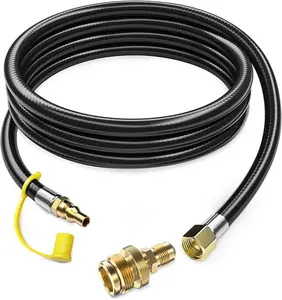 12 FT Propane Quick Connect Hose for RV to Gas Grill, Propane Quick Connect Fittings for 1 LB Throwaway Bottle Connects 1 LB Portable Appliance to RV 1/4" Female Quick Disconnect