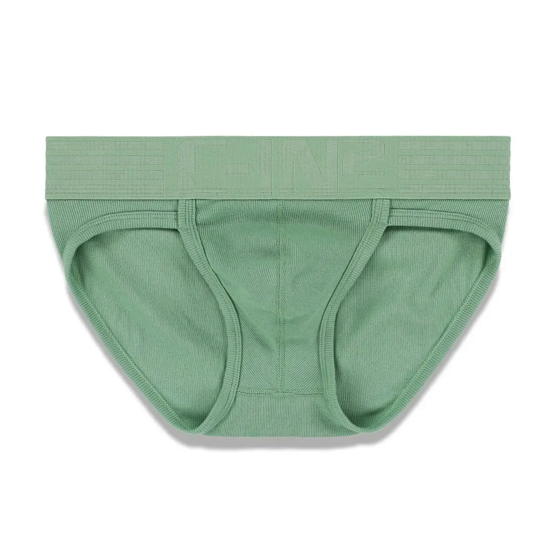 C-IN2 Hard//Core Sport Brief Gibson Green for Men | Cotton-Blend Fabric with Vintage Look and Built-In Flex | Sculpted Pouch for Lift & Support