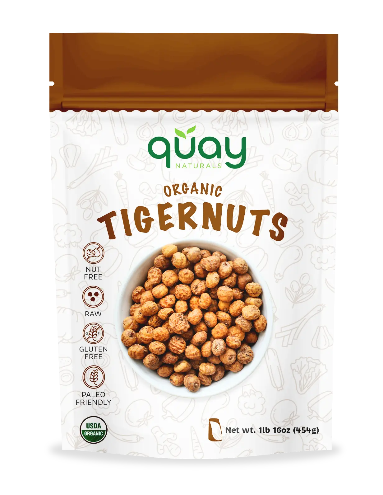 QUAY NATURALS Whole Tigernuts - Delicious Snack for Milk Lovers, Naturally Gluten-Free, 1 lb (0.45 kg)
