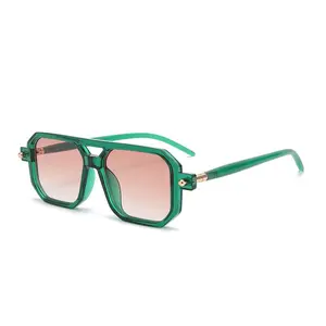 Women's Vintage Square 70s Flat Aviator Sunglasses, Green UV400 Protection Classic Retro Stylish Frame for Men & Women, St Patrick's Day Accessories party glass fashion fit