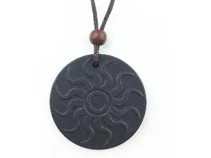 EMF Protection Volcanic Energy Stone Energy Protection Necklace,EMF Flame Pattern Energy Necklace(42MM)E